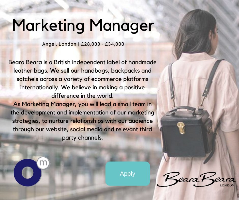 LAST CHANCE: Don't miss this amazing chance to work for one of Britians most stylish handmade leather bag designers, @BearaBeara. They are looking for a Marketing Manager  to join their London team. Find put more:
ow.ly/mflG50B3g4c

#marketingjobs #londonjobs #fashionjobs