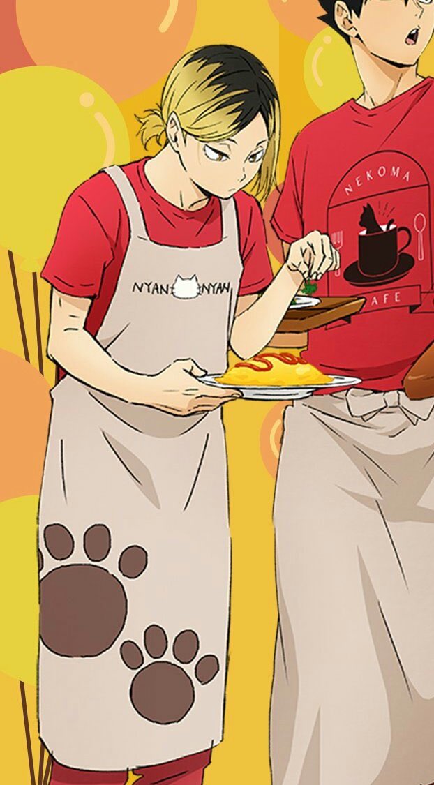 everybody gangsta until we met kozume kenma in a ponytail wearing an apron