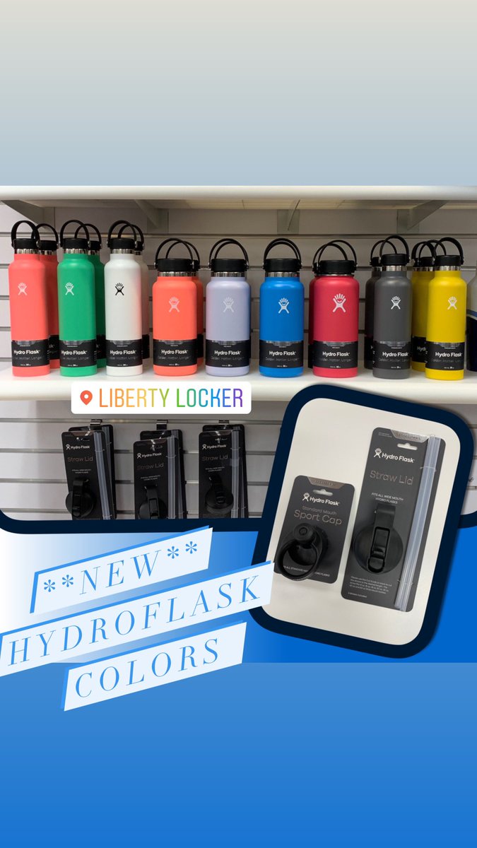 LibertyLocker83's tweet photo. 💦NEW HydroFlask💦 Love these FuN colors!! Also have straw lids & sports caps for them!! Come see us in @LibertyArgyle @LibertyLocker83 !! #warriorstogetheragain #hydroflask #libertylocker https://t.co/q33z2YJhTp