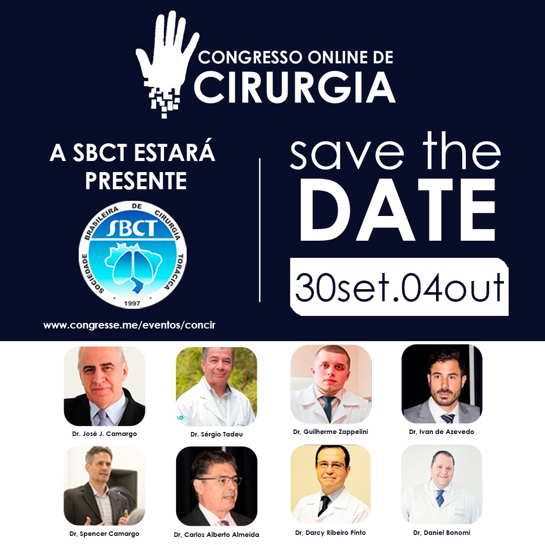 Bloco Cirurgia Torácica: 02/10
Inscrições: 
linktr.ee/concir