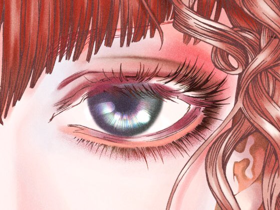 solo red hair 1girl close-up bangs eye focus blunt bangs  illustration images