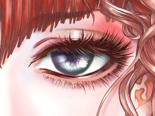 solo red hair 1girl close-up bangs eye focus blunt bangs  illustration images