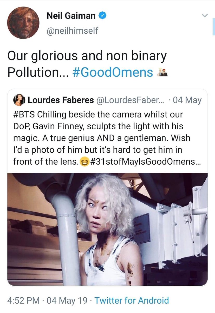 There’s no real reason for this but please have a thread of Neil (and Douglas) confirming that Good Omens is a non-binary romance