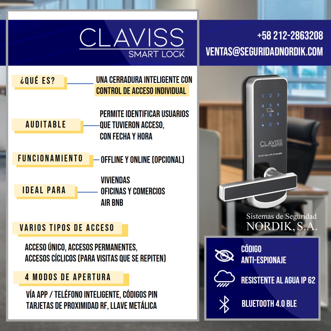 ssnordik's tweet photo. ¿Eres distribuidor de productos de #seguridad?
#Claviss te interesa 🔊
Esta #cerradurainteligente permite controlar el acceso a un comercio, oficina o vivienda.
Su propietario, quien la gestiona, podrá olvidarse de las copias fraudulentas de llaves como un riesgo. https://t.co/dHwXyNNSPS