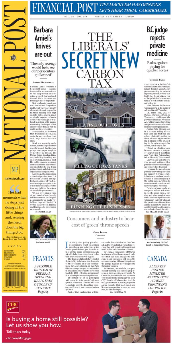 gmbutts's tweet photo. Two front pages. Quite the contrast. #ClimateChange https://t.co/eb2shQ7IaI