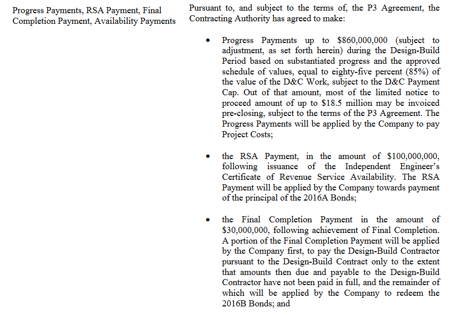 Yes, technically PLTP is the obligor on the construction PABs but as you can see from the bond docs its all state construction grant money backing these up. No private equity investment = no skin in the game.