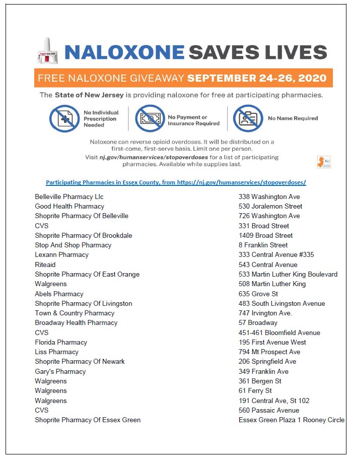 N2NNetworkNJ's tweet photo. Naloxone Saves Lives… Visit a participating pharmacy Sept 24- 26 &amp; anonymously obtain naloxone for free w/o a prescription or an appointment.  Naloxone can reverse overdoses from opioids. Pharmacies can be found here:  https://t.co/kSQE5KNhzd https://t.co/c2qofYdSfe