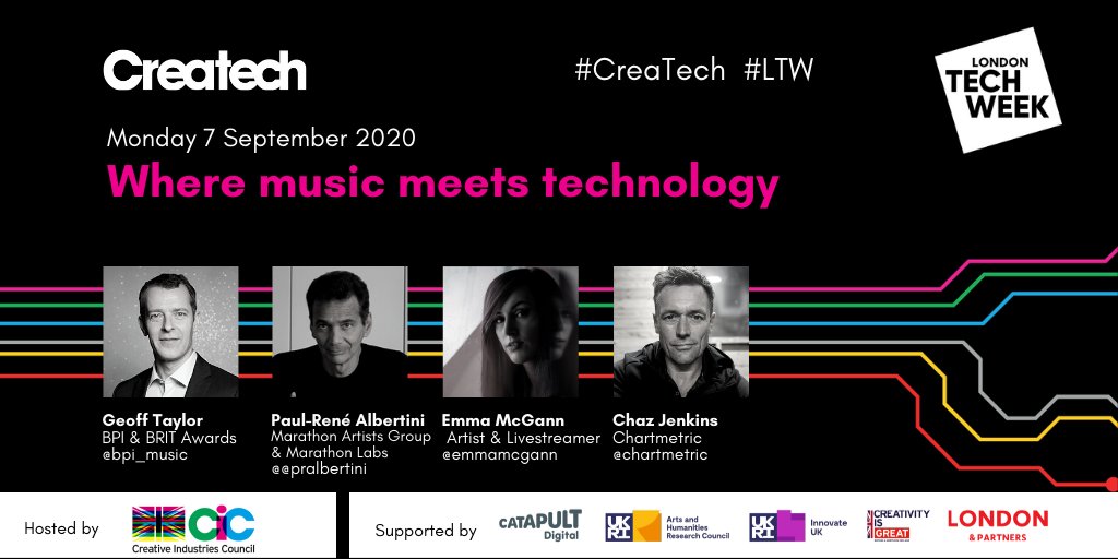 There's a final chance to watch our #CreaTech session for <a href="/LDNTechWeek/">London Tech Week</a> where our CEO Geoff Taylor discussed music and technology, the power and opportunity of exports for artists, &amp; more with <a href="/emmamcgann/">Emma McGann</a>, <a href="/pralbertini/">Paul-René Albertini</a> &amp; <a href="/chartmetric/">Chartmetric</a>'s Chaz Jenkins.

👉 bit.ly/CreatechLTW