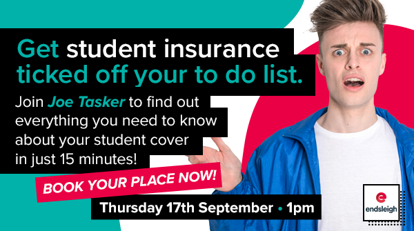 Broken laptop with deadlines due? Join YouTuber Joe Tasker to find out what to do if something goes wrong - sign up now at endsleigh-live.eventbrite.co.uk