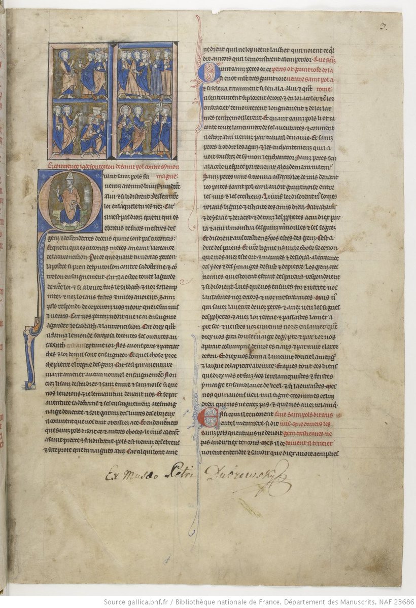 I'll show you one of my favorite examples: a collection of prose saints' lives from the  @BnF, NAF 23686. You can browse it on  @GallicaBnF at this link:  https://gallica.bnf.fr/ark:/12148/btv1b8446925z/f1.item.r=23686 4/