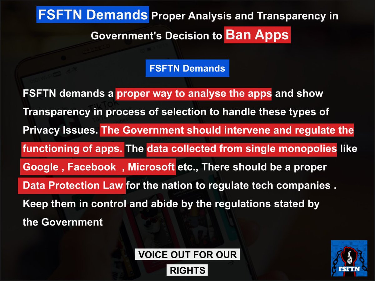 FSFTamilnadu's tweet image. Government Blocks 118 Mobile Apps Which are Prejudicial to Sovereignty and Integrity of India, Defence of India, Security of State and Public Order .

OFFICIAL PRESS RELEASE FROM GOVERNMENT 👇 pib.gov.in/PressReleasePa…

#FSFTN #AppBanNotaSolution #NeedDataProtection #PrivacyIssue