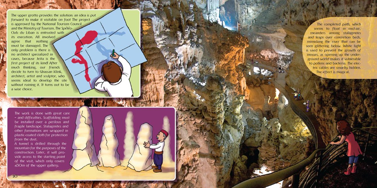 9. Discovering Jeita: A proper epic adventure and the true story of the exploration of this wonder of wonders, much of it directly from the man who first reached the grotto's endpoint. It’s full of geological features which I had a blast illustrating with clay models.