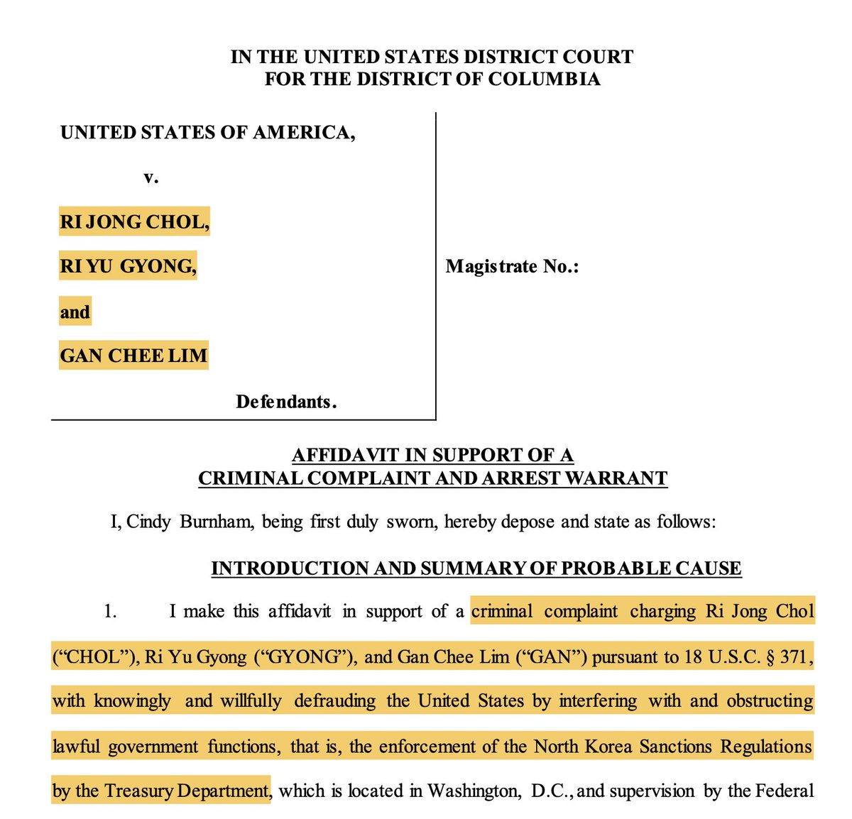 So...North Korea is using American banks to evade sanctions through...Malaysia. As in: 1MDB, global money laundering Malaysia. Put a pin in this criminal complaint. 