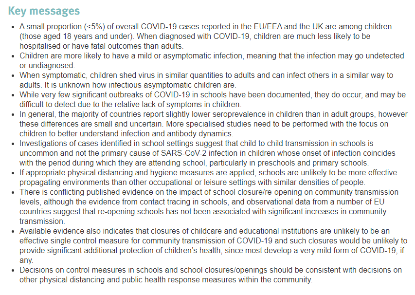 Opinions voiced in the original letter were supported by highly selective reporting of evidence, and do not represent the international consensus on this topic https://www.ecdc.europa.eu/en/publications-data/children-and-school-settings-covid-19-transmission#:~:text=Investigations%20of%20cases%20identified%20in,in%20preschools%20and%20primary%20schools.5/8