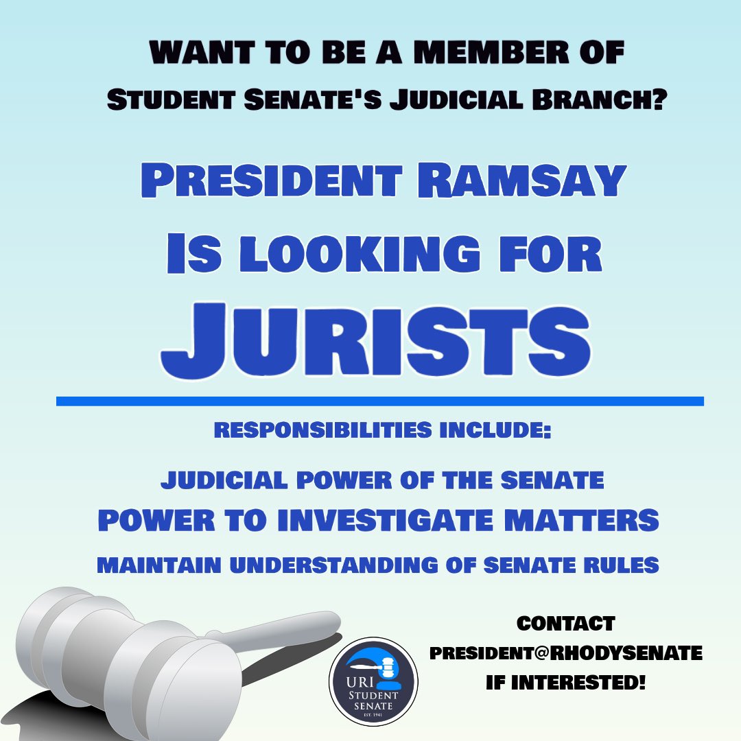 President Ramsay is looking for 5 dedicated constituents to serve on the court as Jurists. #BeALeader #JoinStudentSenate 🐏