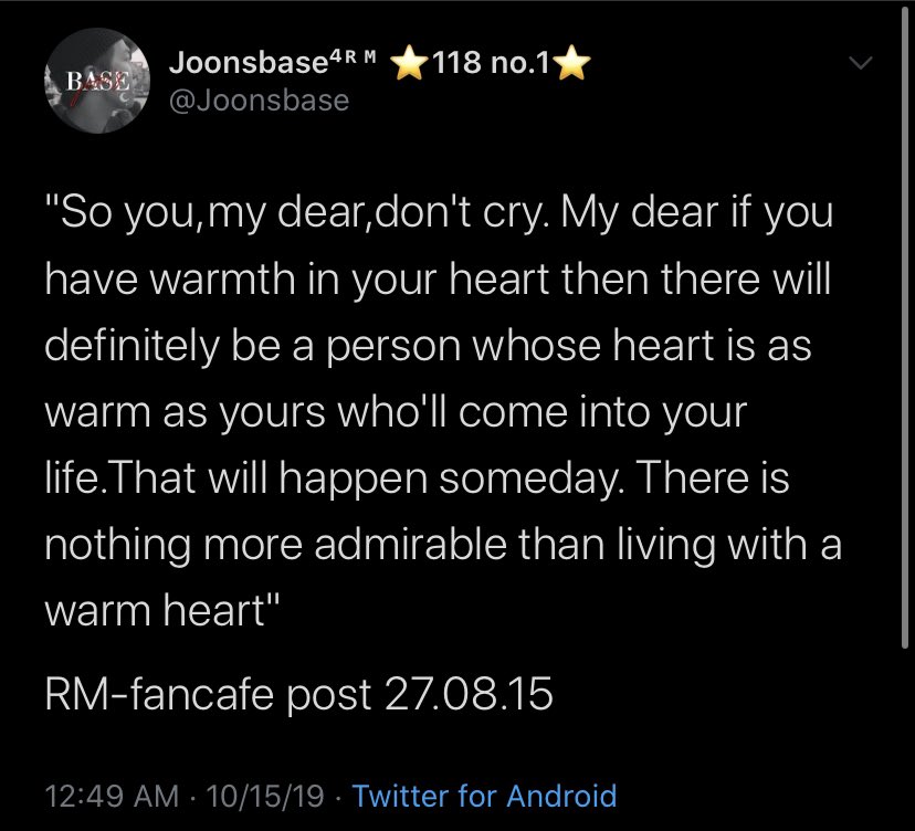 namjoon and his warm words; a thread