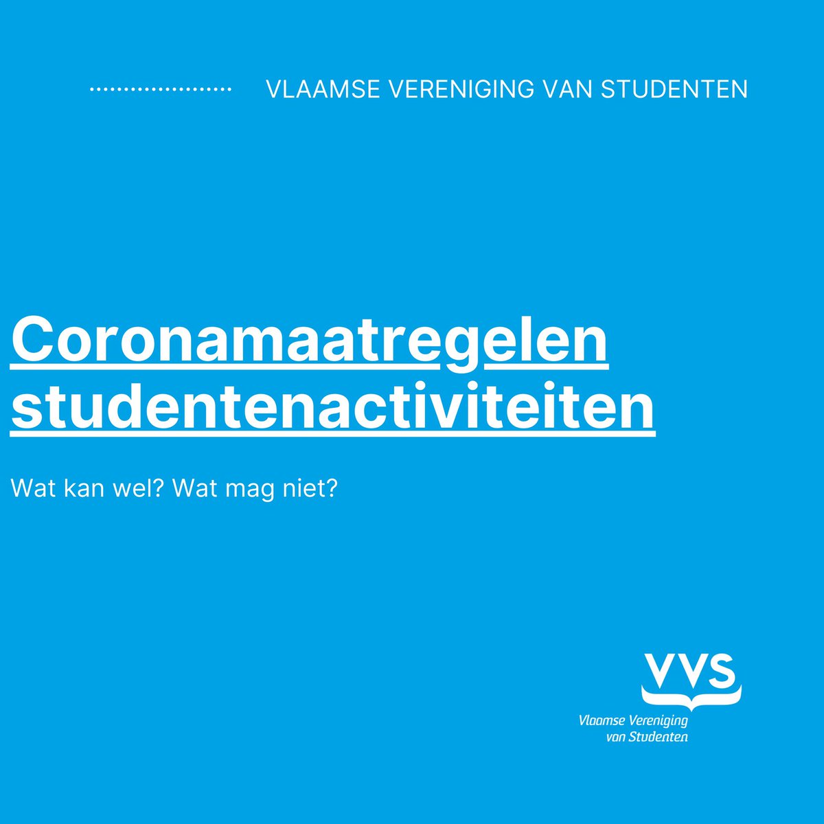 Vandaag werd het Vlaanderenbreed kader voor studentenactiviteiten bekendgemaakt. 

Wij lichten graag toe wat er hier precies instaat en waar studenten en studentenverenigingen rekening mee moeten houden 🔽