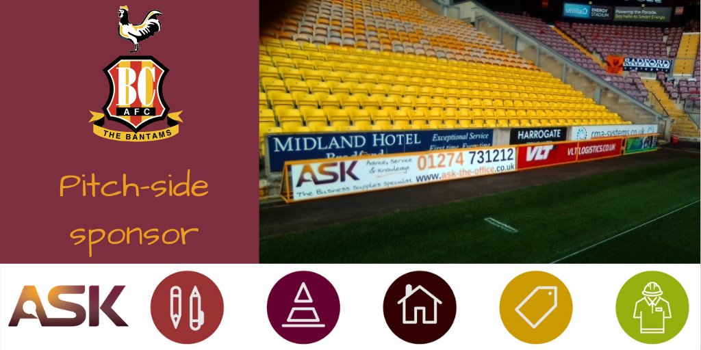 We are delighted to be a pitch side sponsor <a href="/officialbantams/">Bradford City AFC</a>. If you are watching the game vs Colchester on Saturday on the iFollow be sure to keep your eyes peeled! 👀⚽
