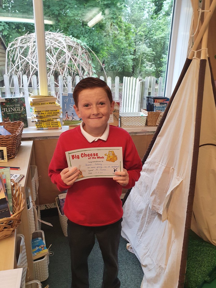 HMillSchool's tweet image. Team 5's Big Cheese certificate went to TD this week for perseverance and improvement at basketball 🏀 👏