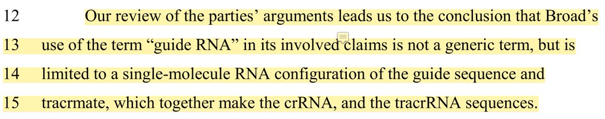 I'm not going to review each and every piece of evidence here on this point, but here's the tl;dr: "guide RNA" in the claims and the count *must mean* single molecule (i.e., guide sequence+PAM [crRNA] & tracrRNA). /16