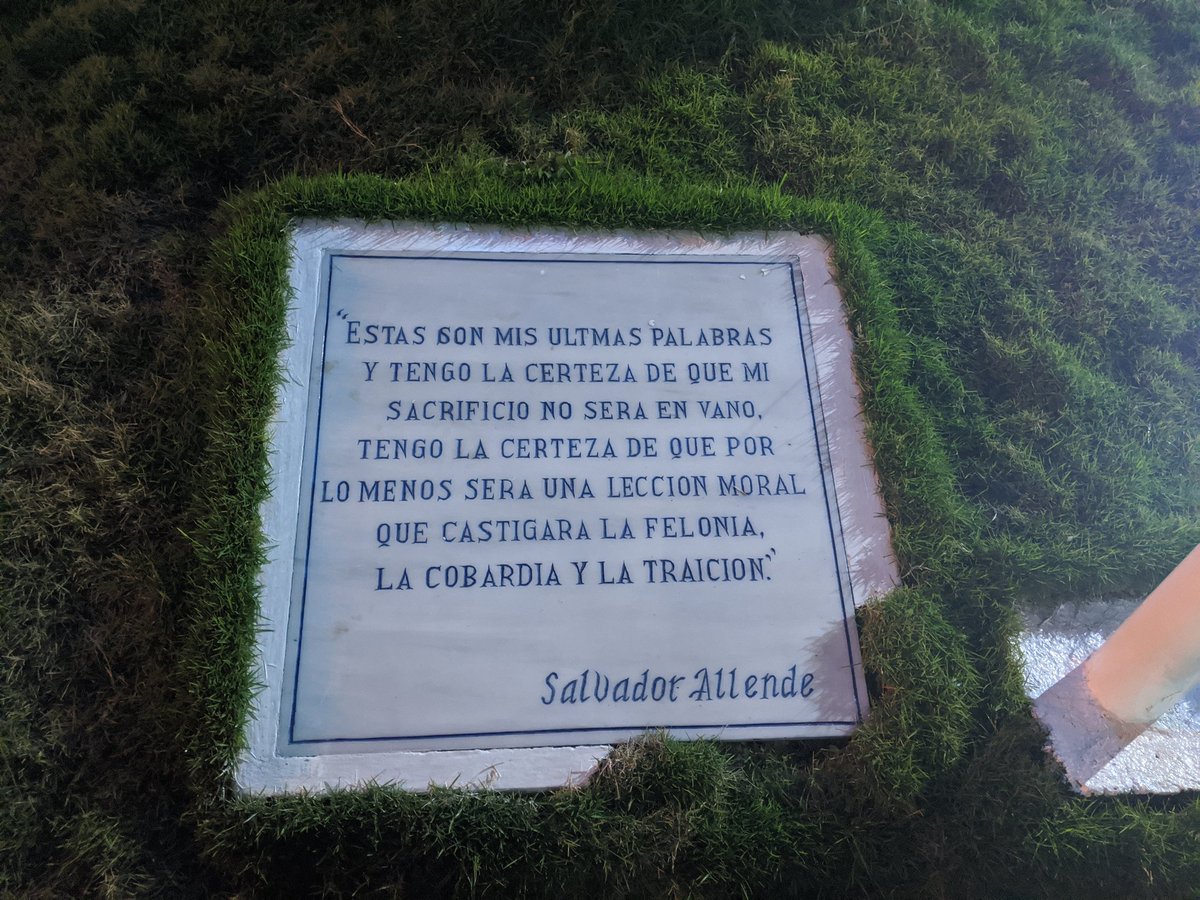 Allende's last words before being martyred in the 1973 CIA coup:"Long live Chile, the people, workers! These are my last words, and I am certain my sacrifice will not be in vain; I am certain that at least it will be a moral lesson that will punish treason, cowardice, betrayal"