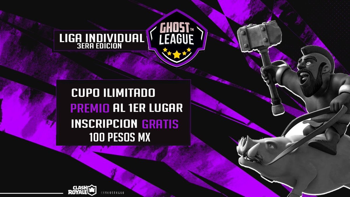 3° Edición Individual con Premio 💵

Requisitos:📜
Seguir a:

🔹<a href="/GhostTm_eSports/">Ghost™ eSports</a>
🔹<a href="/METEOROcr/">⚡METEORO⚡</a>
🔹<a href="/GhostCup_CR/">Ghost™ Cup 🏆</a>
🔹<a href="/GhostLeague_CR/">Ghost™ League 👻</a>
🔹@GhostPoints_CR

🥇  100 Pesos Mx 🎉

↗️Pedir 5 RT mencionando a la Liga
Dar RT🔄 y FAV❤️

Mandar requisitos al MD📩
Cerramos inscripciones 13/09/20