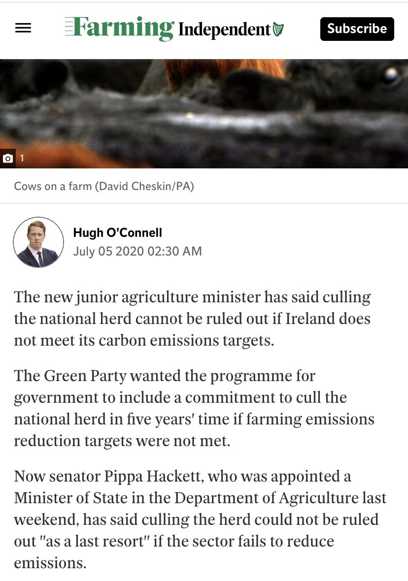 The notion of pushing steep reductions out a little further is clear not just from the PfG but also from its negotiation. Consider this reported Green Party ask that was reportedly rejected: reduction of cattle numbers *in 5 years* if agri emissions don’t fall by then. 16/