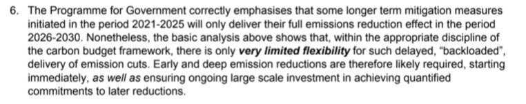 And see this thread re the consequences of delaying emissions reductions in  until later this decade. (Full report in thread & excerpt in pic.)Key conclusion: “early and deep emission reductions are therefore likely required, starting immediately” 20/  https://twitter.com/swimsure/status/1286266617173811200