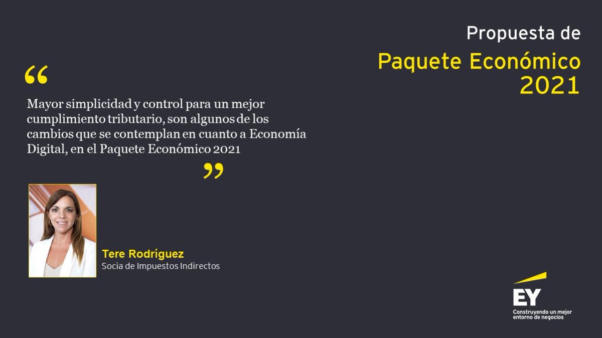 EYMexico's tweet photo. El #PaqueteEconómico2021 incluye ciertos puntos en materia de #IVA, Tere Rodríguez de #ImpuestosIndirectos, comparte perspectivas sobre este tema. https://t.co/U8yP0kiroC