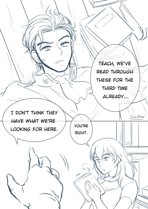[Mini comic] Little Mao

The setting is after Lysithea A support with Byleth. Claude and Byleth are at a library they found in the midst of the war.

#クロレス #claudeleth #FireEmblemThreeHouses 
#FE3H #FE風花雪月 #ファイアーエムブレム風花雪月
(Pardon my sketchiness hahaha xD) 