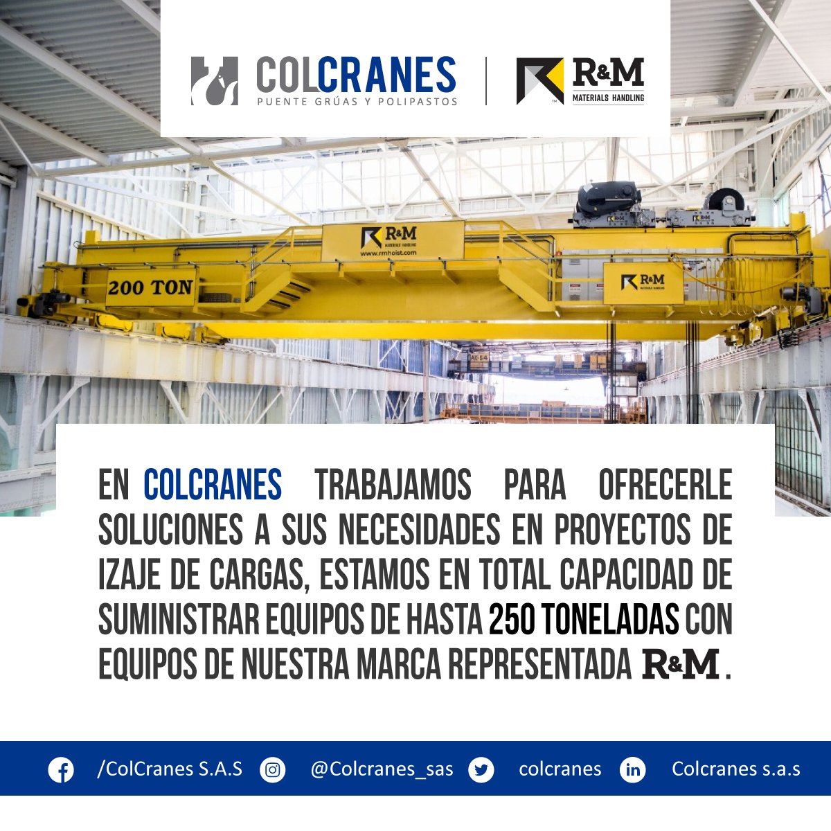 colcranes's tweet photo. Sentimos los negocios de nuestros clientes como nuestros, el éxito de nuestros clientes es nuestro éxito ¿Necesita más información? ¡Contáctenos! +57 3156293396
E-mail: a.comercial@colcranes.com | ventas@colcranes.com 
@RMHoist
#RyM #Grúa #PuenteGrúas #Cranes #Colcranes #Izaje https://t.co/1OoXzZUMIC