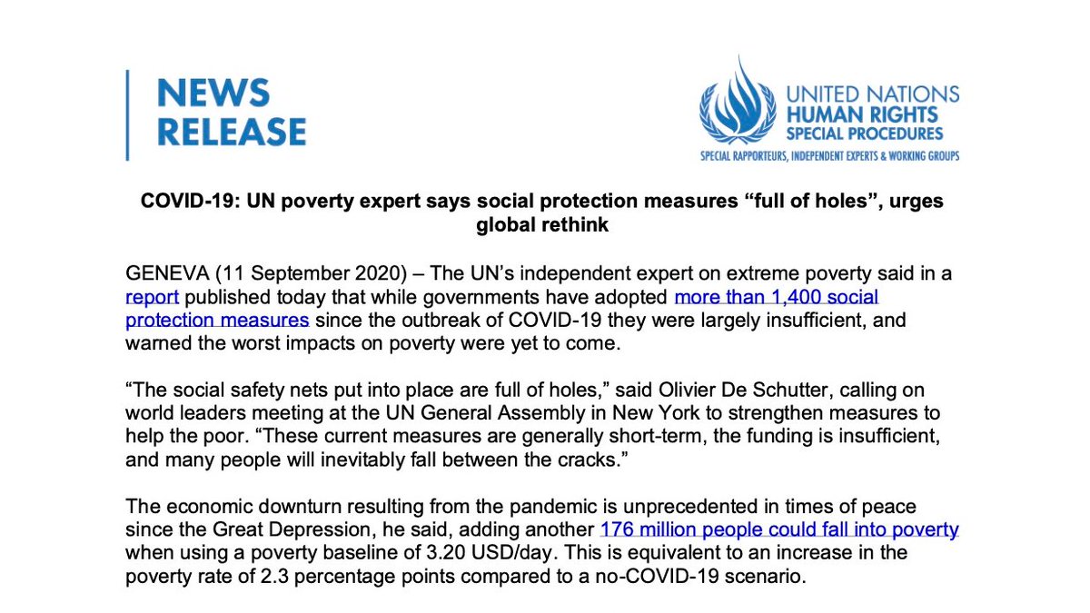 A new report by  @srpoverty finds that 176 million people could fall into poverty. Weak & patchy social protection is insufficient to make up for the post-2008 austerity legacy that gutted public healthcare & increased precarious work + inequality. https://bit.ly/2Fix7xx 
