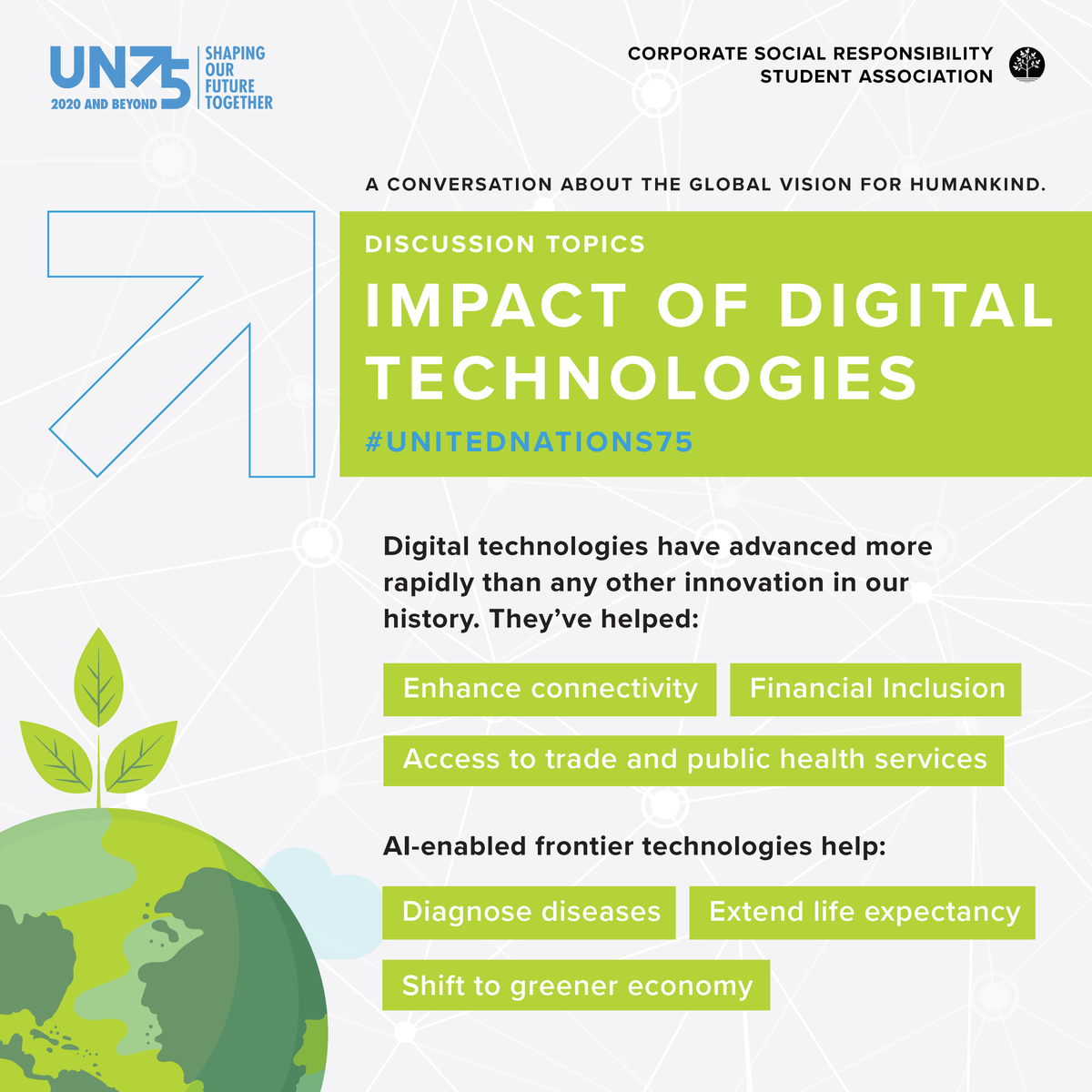 CSRSARYERSON's tweet image. Join us on September 21st at 12pm and have your voice heard at our commemoration of the UN’s 75th anniversary. Swipe left for some fast facts about the UN, as well as the topics that will be discussed! 

Please visit the link in our bio to register!