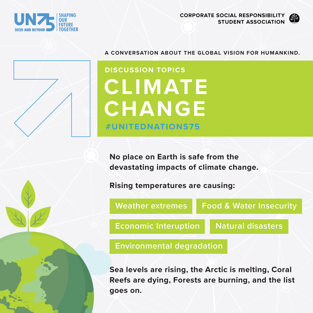 CSRSARYERSON's tweet image. Join us on September 21st at 12pm and have your voice heard at our commemoration of the UN’s 75th anniversary. Swipe left for some fast facts about the UN, as well as the topics that will be discussed! 

Please visit the link in our bio to register!