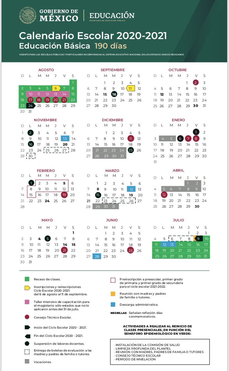 USEBEQ on Twitter: "Calendario Escolar 2020-2021… "