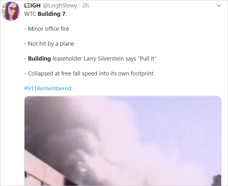 Also, as pointed out by my colleague  @O_Rob1nson, it's reassuring to see Twitter's new explanatory line under trends working as intended. As Twitter says, Americans are just "reflecting" on building 7 memories. Nothing to see here folks