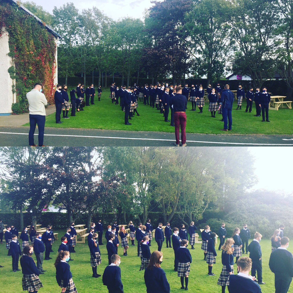 GreystonesColl's tweet photo. Another first for us today - an outdoor assembly!
A nice end to the second week in Greystones Community College.
#greatstart #goodroutine #pride https://t.co/BYTvUJlnGA
