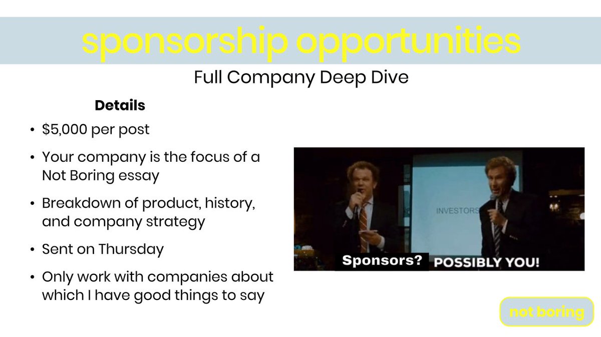 Since what I do is write about companies, I'm testing out a new format in the coming weeks: Full Company Deep Dive. Not for the faint of heart: you pay me $5k, and I analyze the company in public, good and bad.Only doing companies I really like to start, but will be honest 