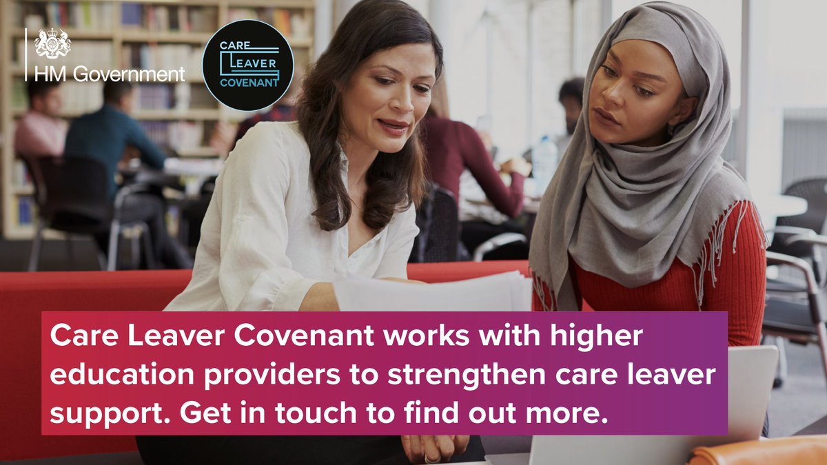 educationgovuk's tweet photo. The @CareLeaverCov works with organisations from the public, private and voluntary sectors – including higher education institutions - to develop offers that will benefit young people leaving the care system.

Sign up to Care Leaver Covenant now: https://t.co/o9Qgxl4cIj https://t.co/DjNfKWvPXq
