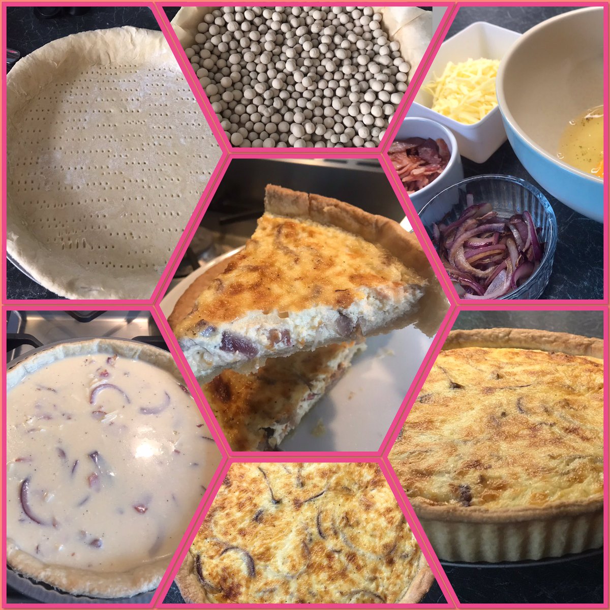 My first attempt at a Quiche with your recipe Jamie slightly tweeked with smoky bacon, red onion &amp; cheese plus my own pastry too 😋 <a href="/jamieoliver/">Jamie Oliver</a>