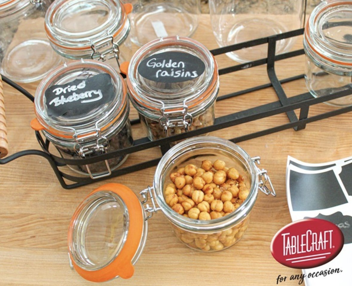 WalkingMatters's tweet photo. Organize your WFH and school-from-home snacks with @TableCraftHome's set of 4 resealable jars (CJS12). And don't forget the chalkboard labels (CBSLA12)! 😋 😎
#TabletopMatters
#AtHomeSnacking #ResealableJars #SnackTime #JarsofGoodies #JarLabels #AtHomeEssentials https://t.co/SaMESH328D