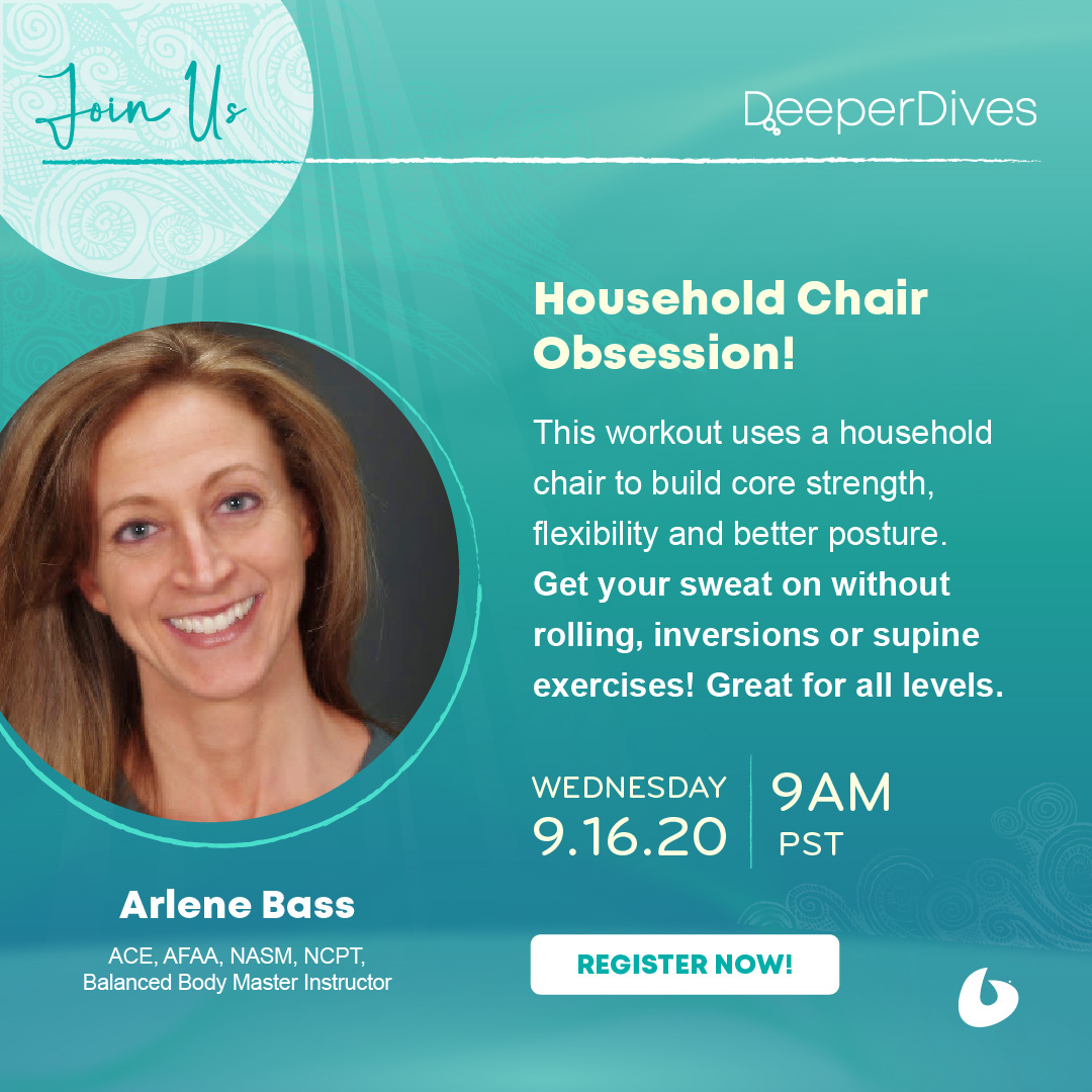 DEEPER DIVES ARE BACK!⁠
⁠
On 9/16 at 9am PT, we start back with Arlene Bass of Body Evolve Pilates &amp; her Household Chair Obsession! 

Replay will be available after, but make sure you get it if you can’t join live. 

Link to register:
zoom.us/webinar/regist…