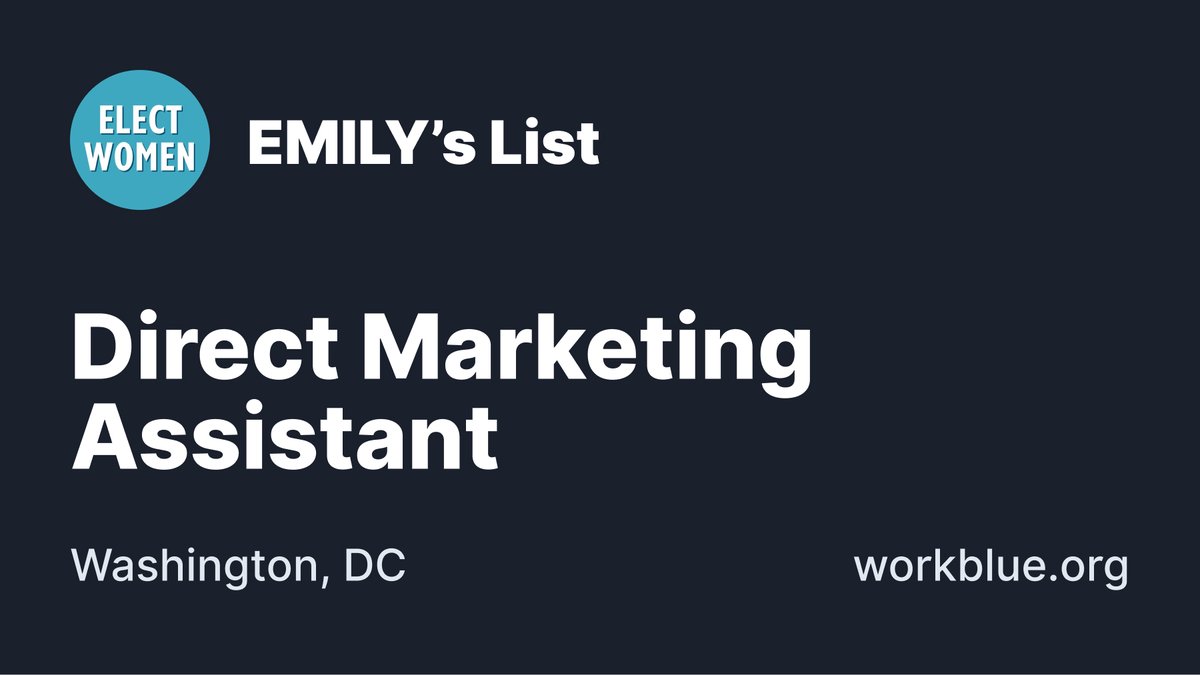 .<a href="/EMILYSlist/">EMILYs List</a> is hiring! Their new Direct Marketing Assistant will work closely with team members to assist with and manage the production of all printed marketing and fundraising materials for EMILY’s List. 

Check it out 👉 wkbl.us/khb24