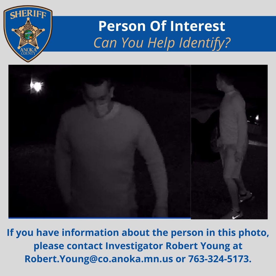 AnokaCoSheriff's tweet photo. The ACSO is seeking the public’s help in identifying the person in the photos regarding numerous golf cart thefts at the Majestic Oaks Golf Course in Ham Lake.   If you have any information, please contact Investigator Robert Young at Robert.Young@co.anoka.mn.us or 763-324-5173. https://t.co/0PQ4koYzjG