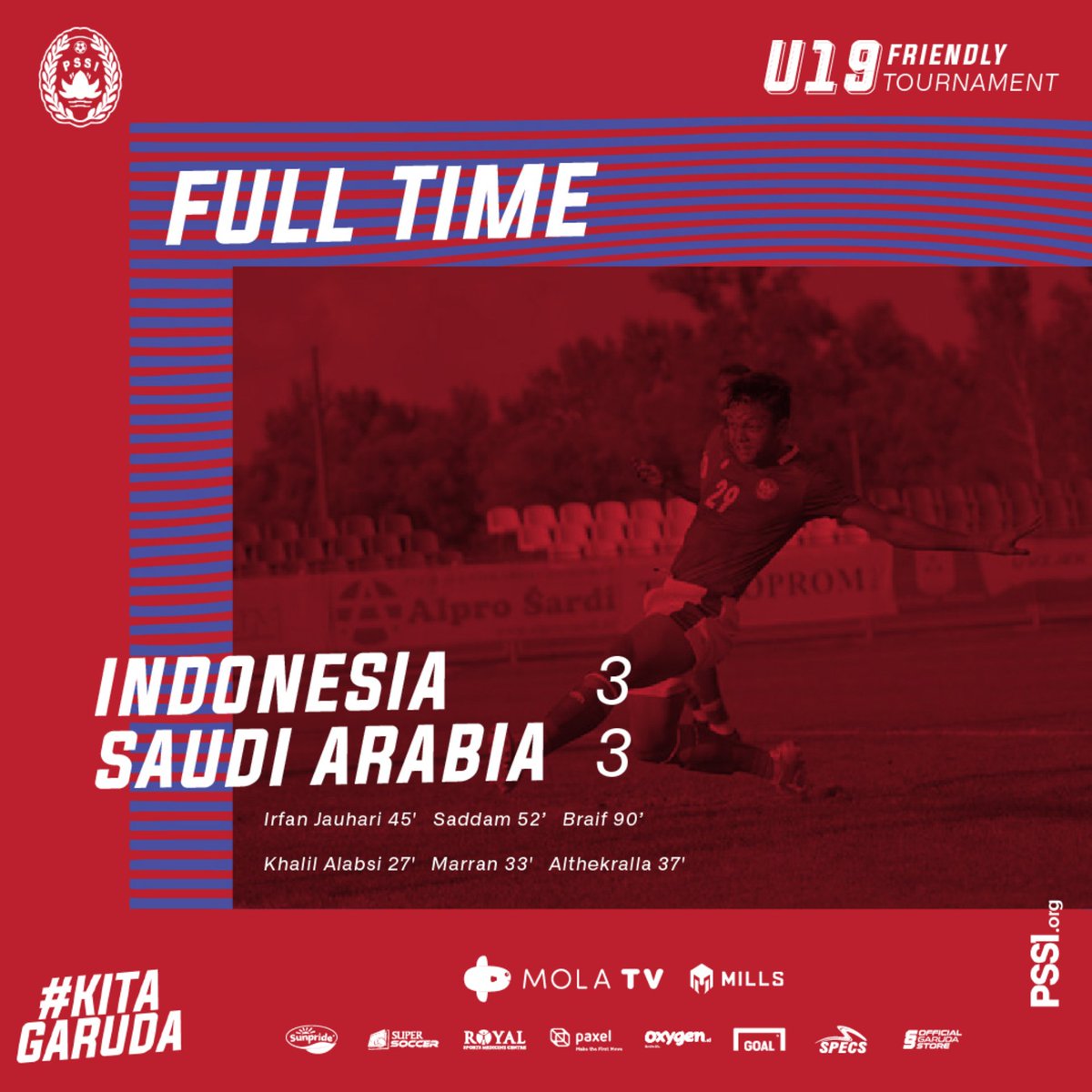 PSSI's tweet photo. Skor sama kuat menjadi penutup turnamen persahabatan di Kroasia.

Bagaimana pendapatmu tentang perjuangan Garuda Nusantara?

#KitaGaruda #TimnasDay https://t.co/ujhGIrTw63