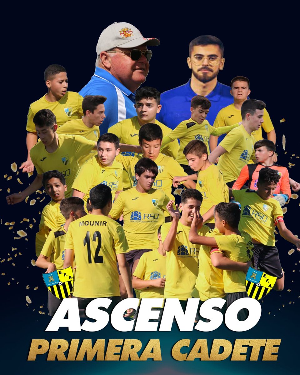 EFLAALJORRA's tweet photo. Merecido ascenso de nuestro Cadete a Primera, este es el reconocimiento al trabajo de unos jugadores grandísimos y sus Entrenadores Antonio  y  Josan. https://t.co/2uXc1NcnMY