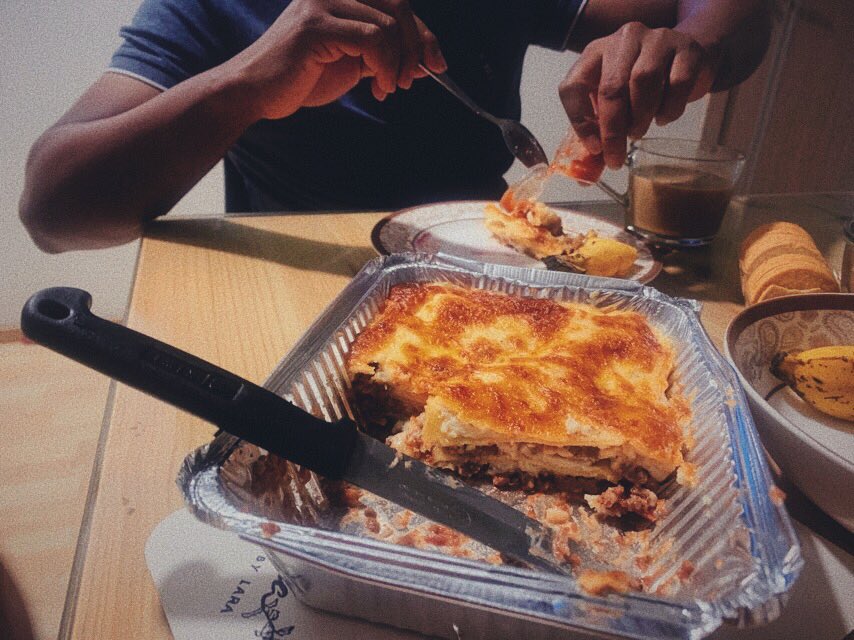 tonight’s dinner was the best in a long time because  @homemadebyLara & her lasagna exists. i found out about her insta yesterday & i’m so grateful. the hot sauce!! my gosh the hot sauce.  this hot sauce made me forget how shitty 2020 is. go follow her and  #supporthomebakersmv