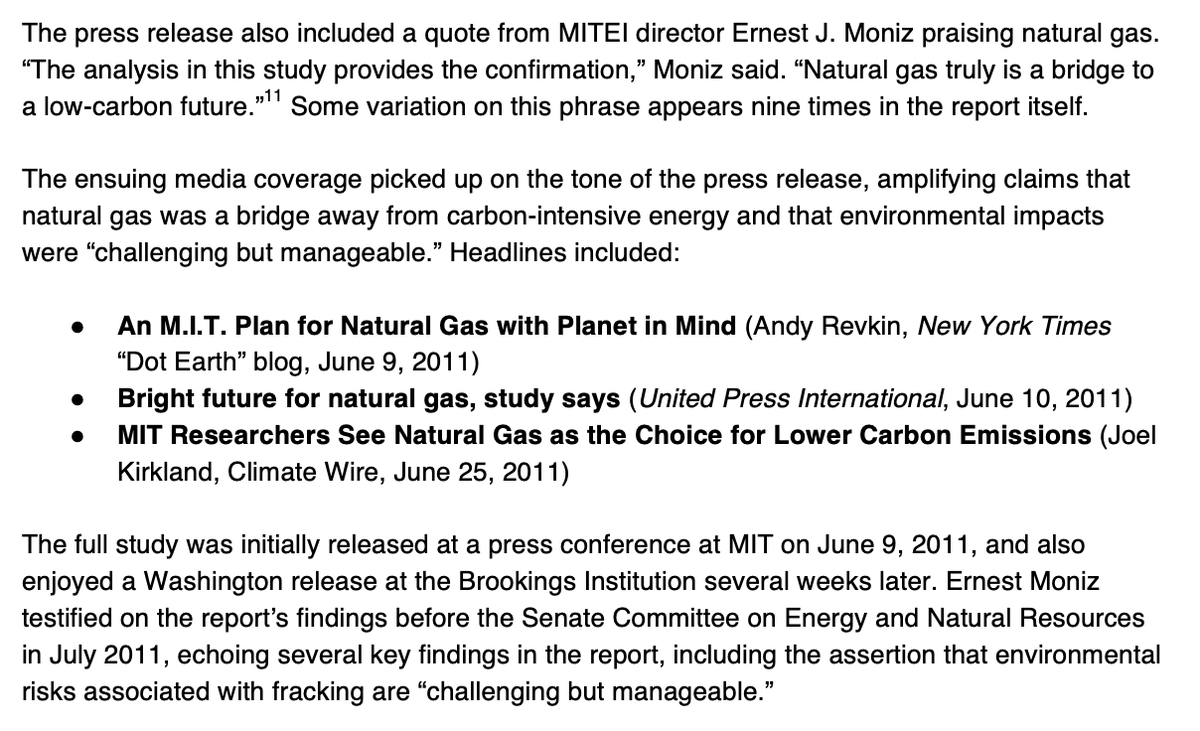 It's hard to under-state the importance of Moniz and Deutch's report. Beyond creating the architecture for the Obama administration's fracked gas export regime, it was deployed in media and in Congress to counter popular opposition to fracking in the United States.