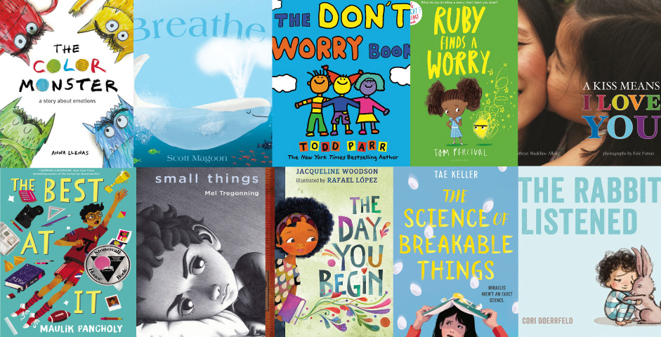 collage of 10 books covers for bibliotherapy