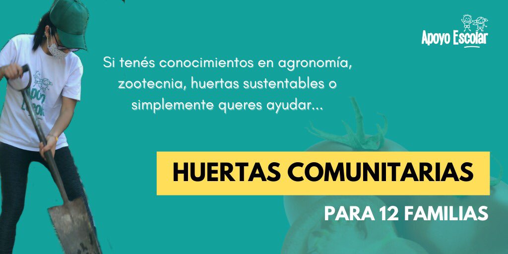 apoyoescolar_py's tweet photo. ¡Te necesitamos! RT RT
En la comunidad Santa Rosa estamos haciendo huertas comunitarias para las familias. 
Este domingo haremos huertas sustentables para 12 familias 🌱❤️ ¡Da tu granito de arena! https://t.co/K2Fk0QHD5j
